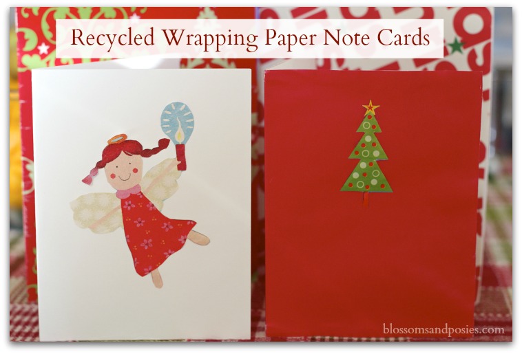 Recycled Wrapping Paper Note Cards - Blossoms and Posies