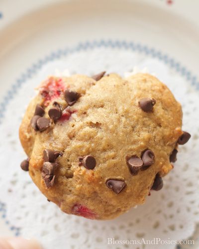 Try these Strawberry Heart Chocolate Muffins at your next tea party!