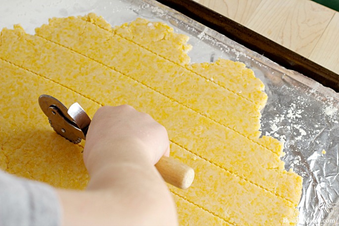 cutting crackers with a pastry wheel - BlossomsAndPosies.com