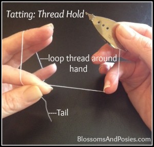How to hold thread for tatting (making lace)