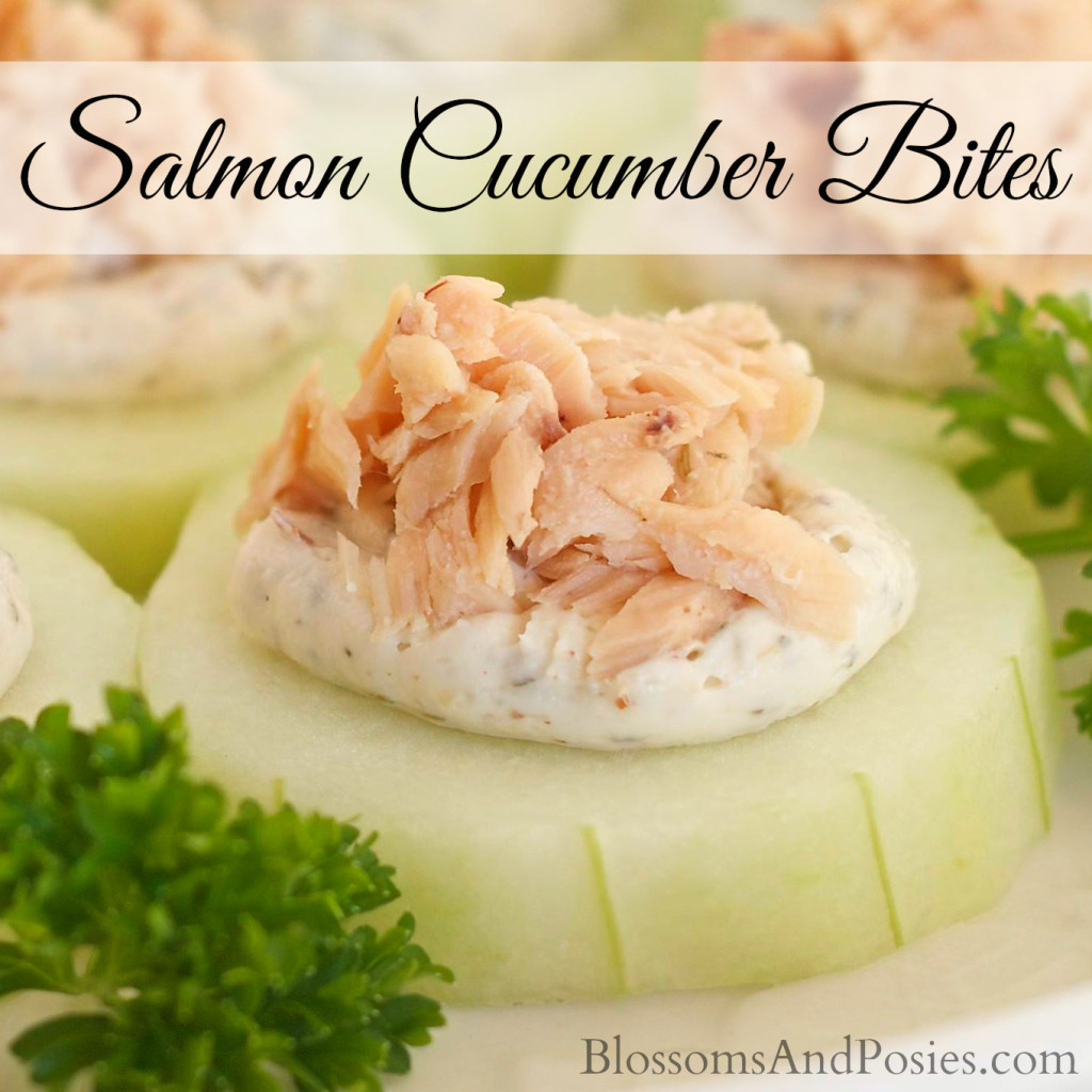 Try Salmon Cucumber Bites at your next party! Salmon, cream cheese and horseradish combine for a great flavor! #glutenfree #TrimHealthyMama #lowcarb